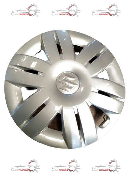 Maruti Suzuki Alto 800 wheel cover showing a sleek, silver design fitted over a car wheel.