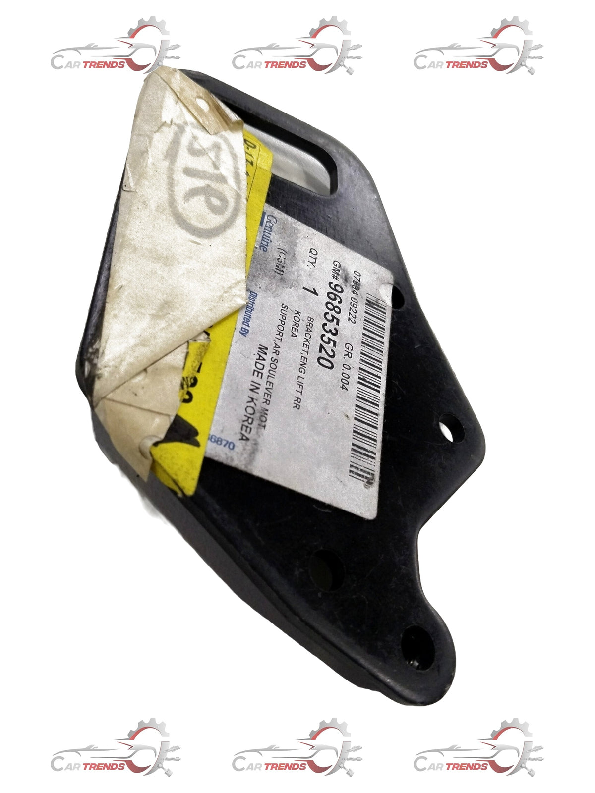 General Motors Chevrolet Beat engine lifter bracket, metallic component with mounting holes, used for engine maintenance and repair.