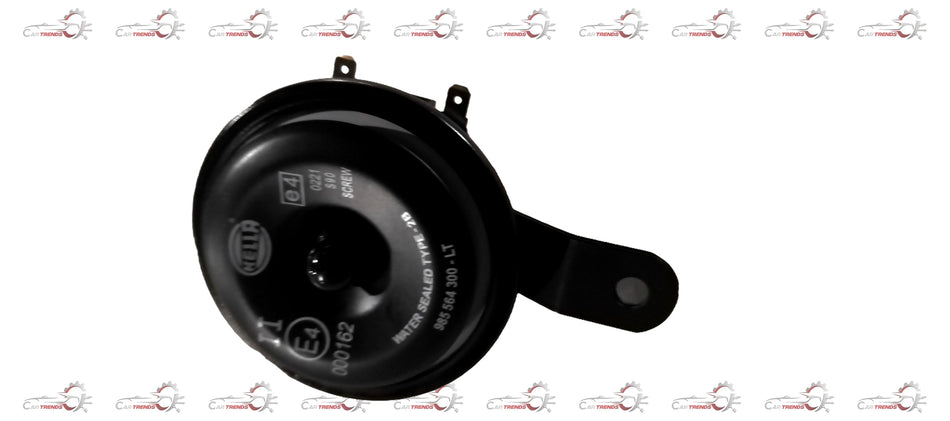 Maruti Suzuki low-pitched horn assembly for Swift, WagonR, Alto, Dzire models, shown in black with mounting brackets.