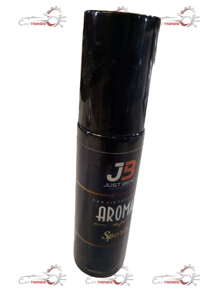 JB Car Freshener Spray for Kushaq, featuring a sleek bottle with a black cap and label, designed to refresh vehicle interiors.