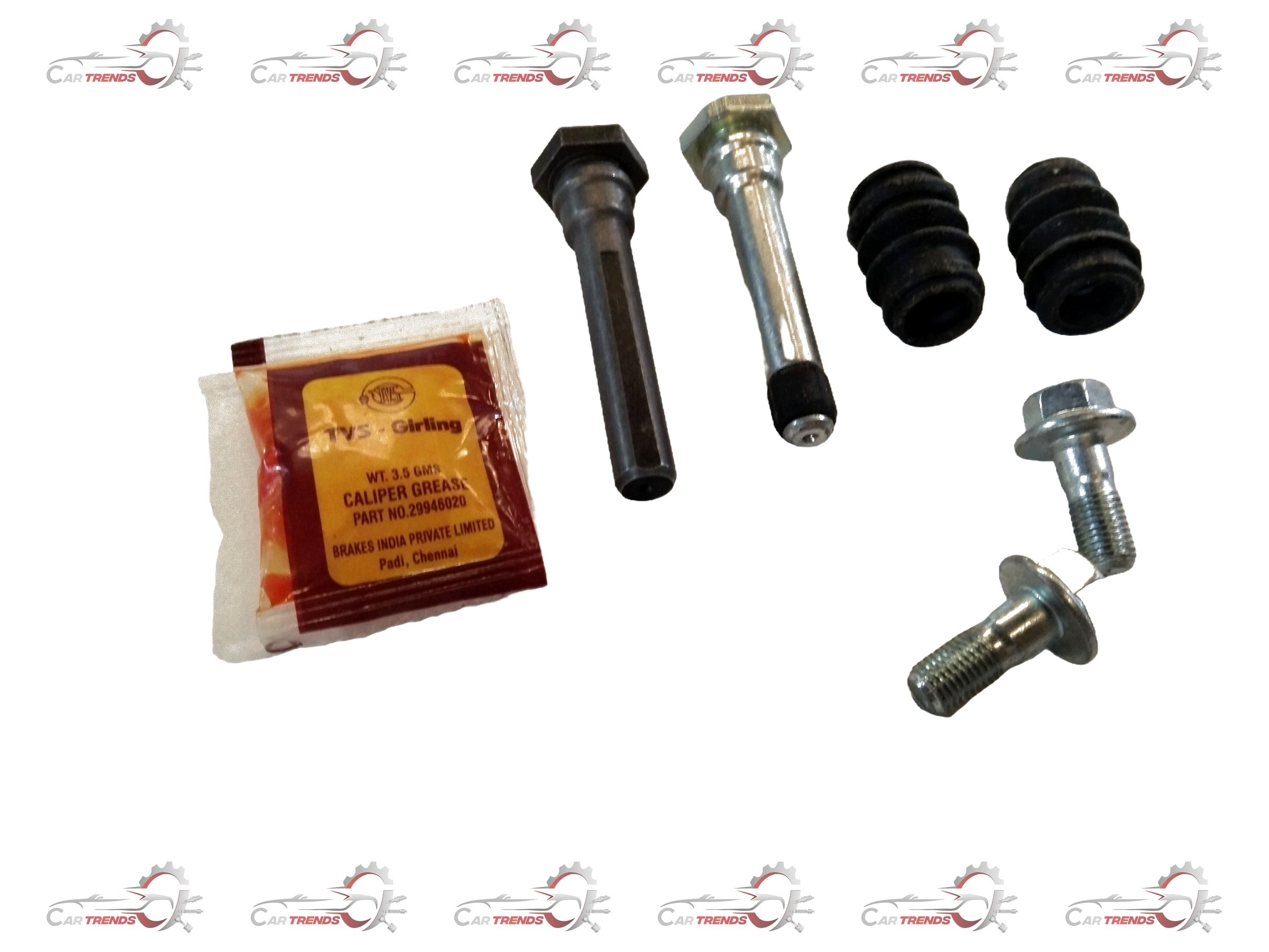 Maruti Suzuki sliding pin set 55850M60M00, automotive repair parts, metal pins with bolts and washers, close-up view