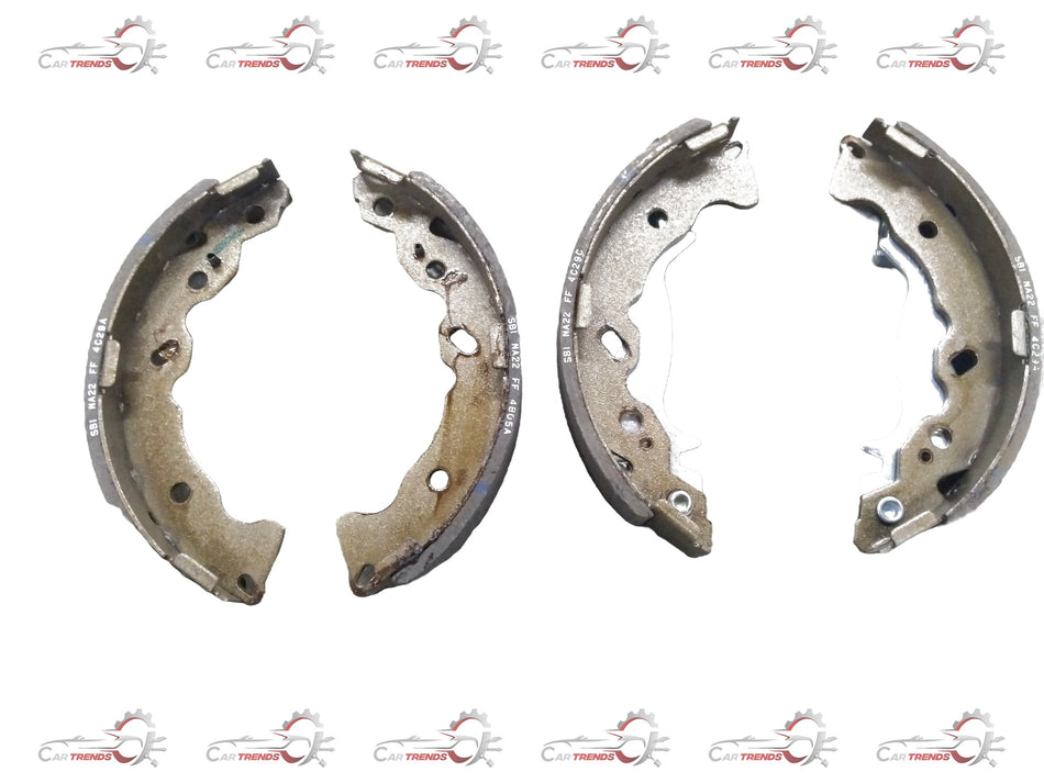 Rear brake shoe for Hyundai i10 by CarTrends, showing the metal and lining components of the brake shoe assembly.