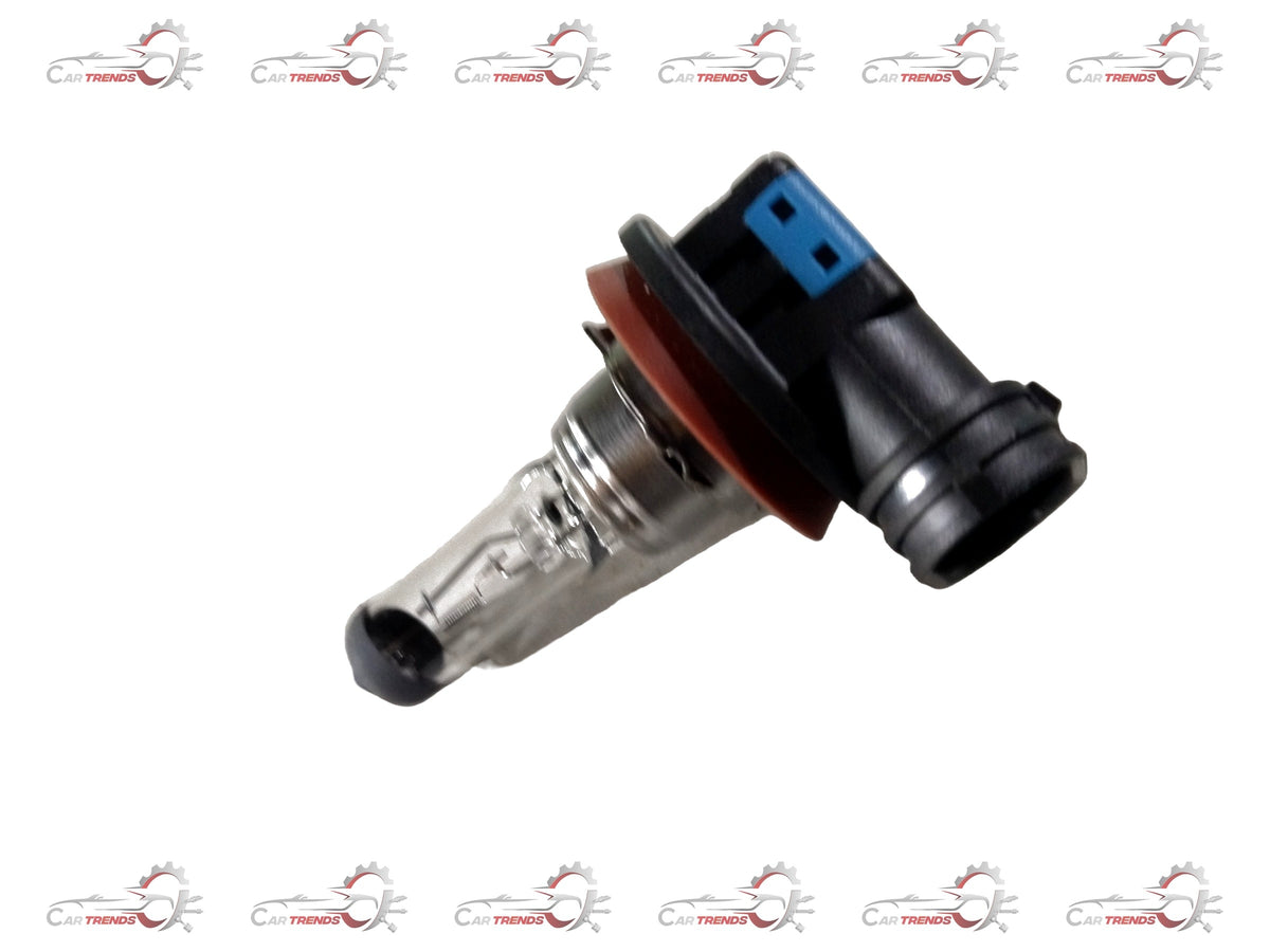 CarTrends H11 12V 55W bulb for Punch, Altroz, Safari, and Harrier headlamps, shown installed in headlight assembly.