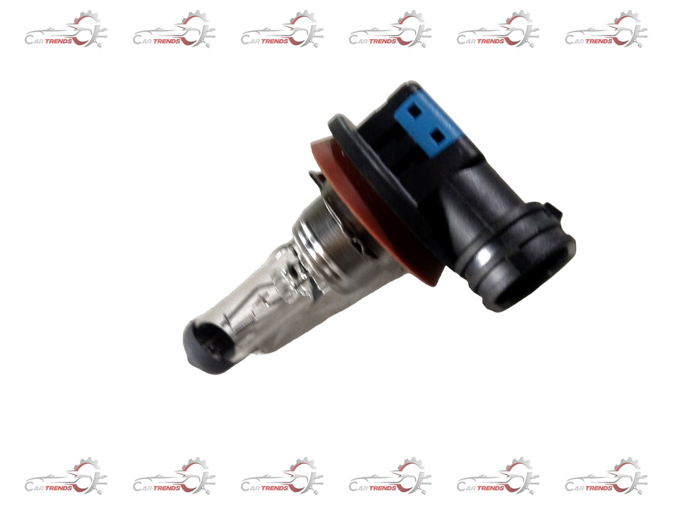 CarTrends H11 12V 55W bulb for Punch, Altroz, Safari, and Harrier headlamps, shown installed in headlight assembly.