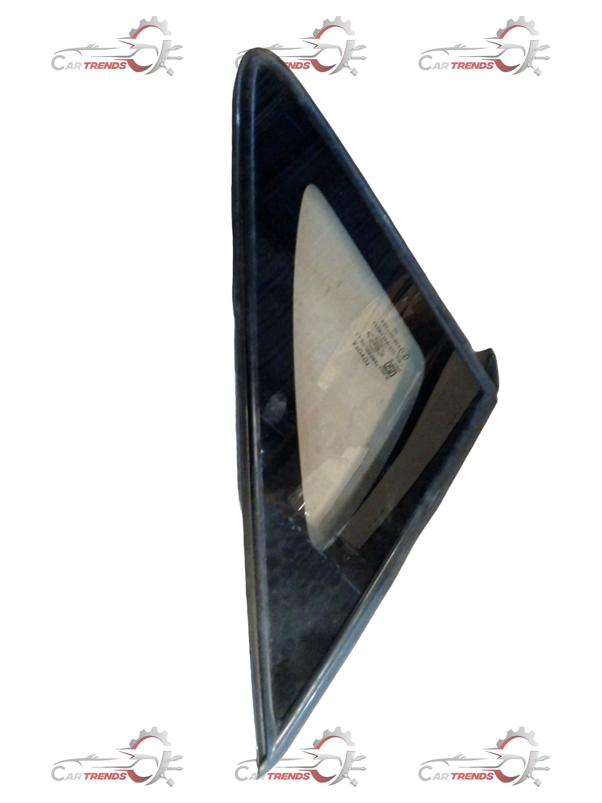 Toyota front right window assembly spare part by CarTrends, showing the glass and frame of the window in the image.
