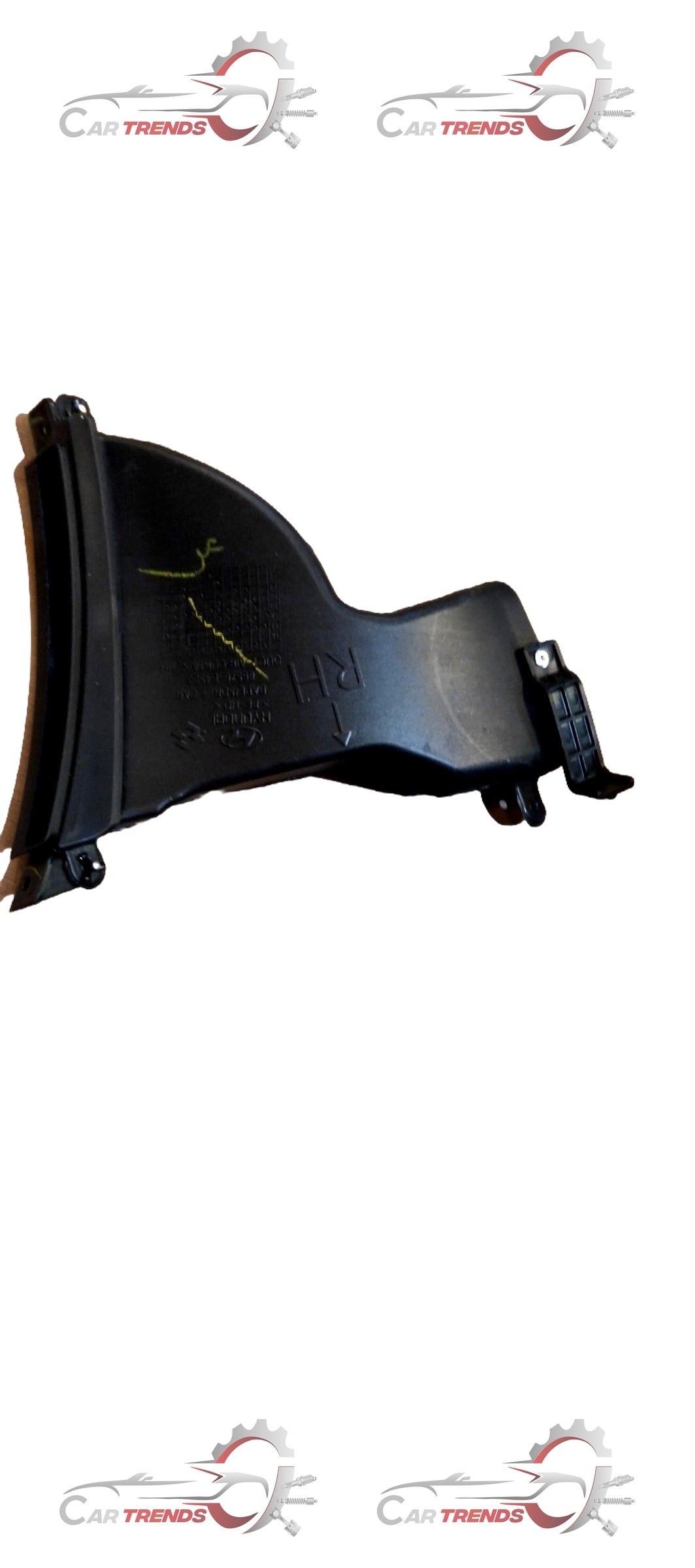 Hyundai I10 Grand duct air curtain from CarTrends, showing the interior installation with the black air deflector and dashboard.