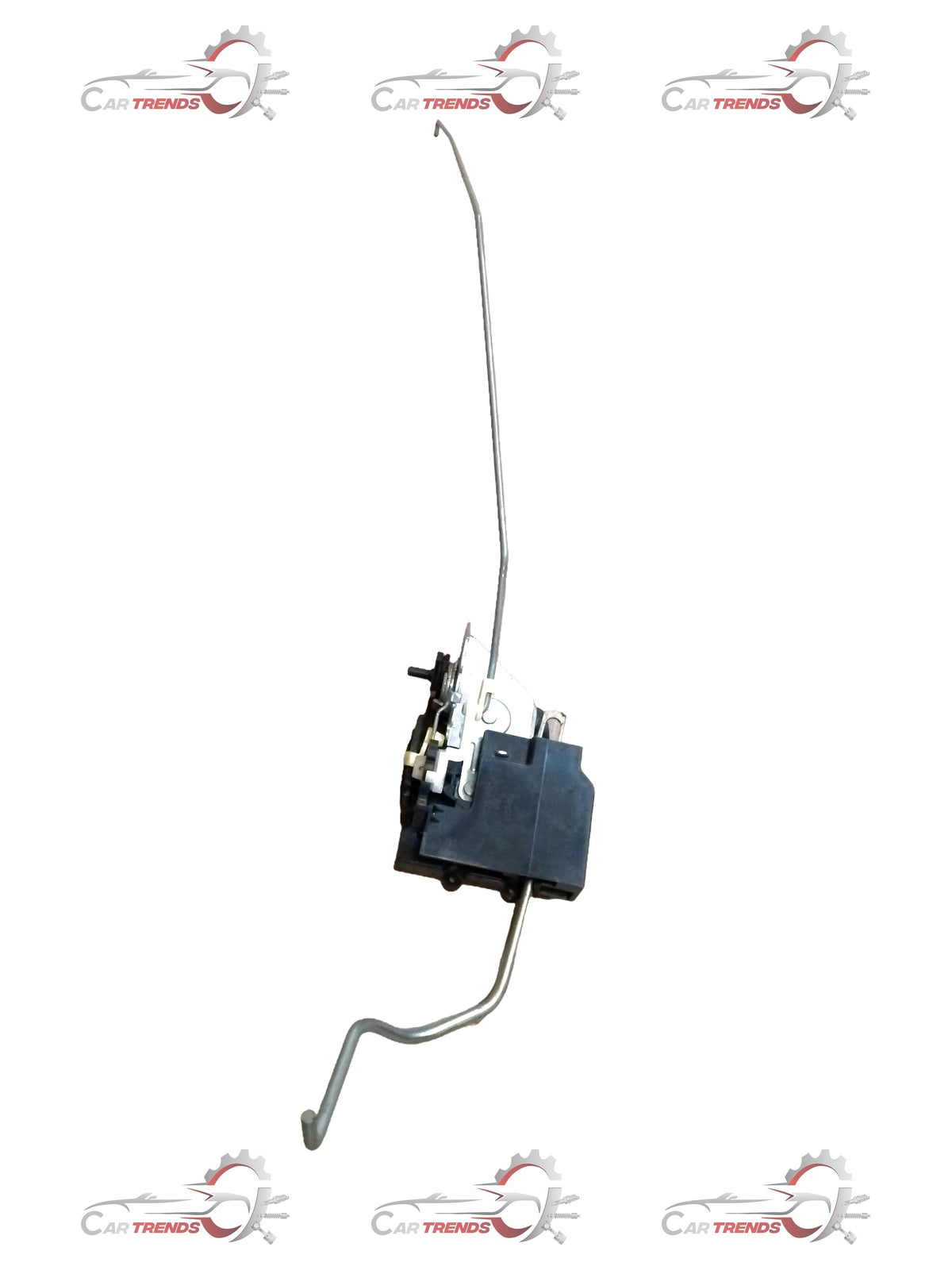 Hyundai I10 right rear door latch, black metal component with mounting points, for vehicle door replacement.