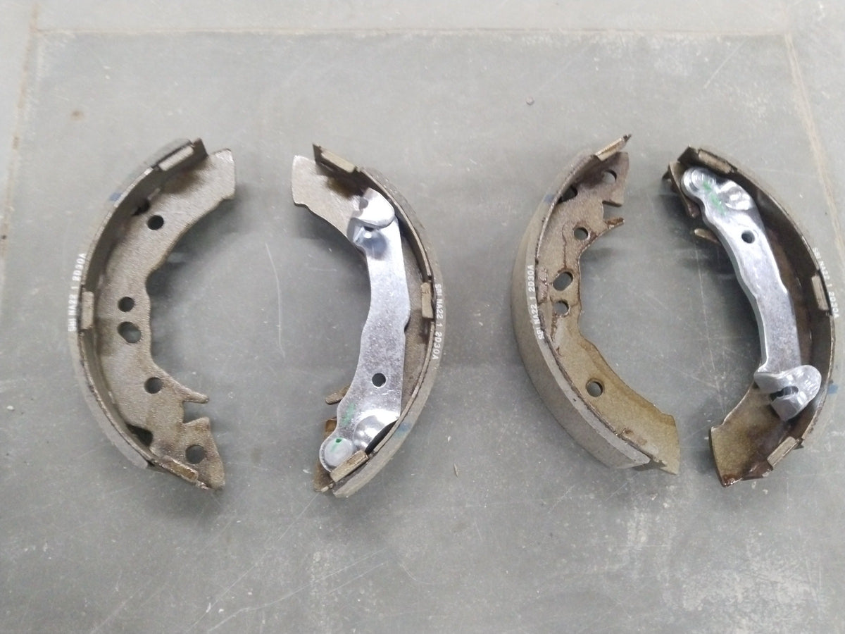 Rear brake shoe for Hyundai EON 0.8 from CarTrends, showing a close-up of the brake shoe with detailed metal and lining components.