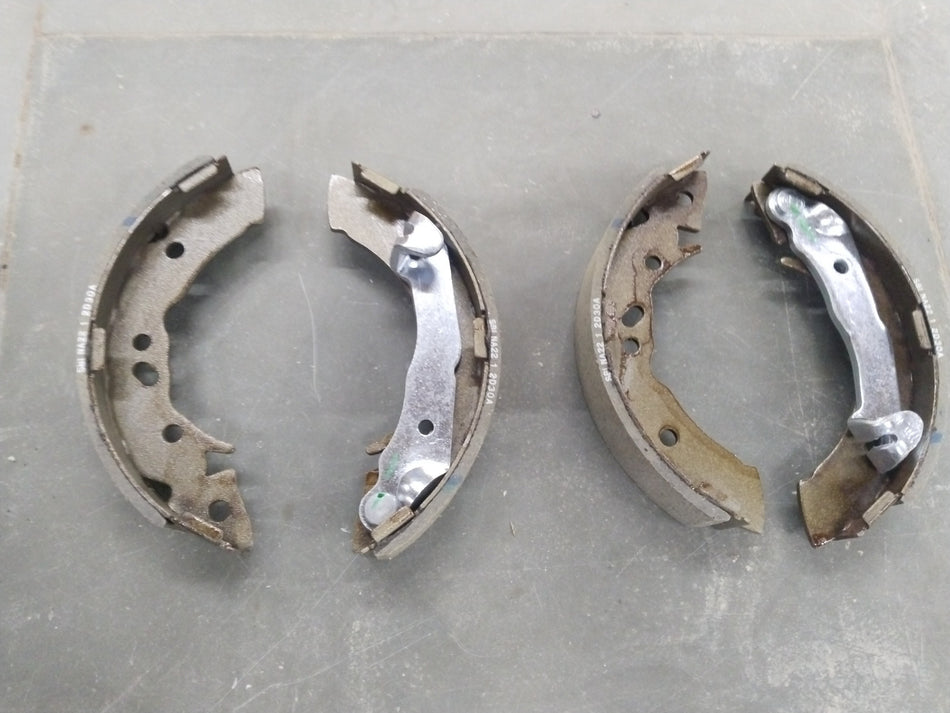 Rear brake shoe for Hyundai EON 0.8 from CarTrends, showing a close-up of the brake shoe with detailed metal and lining components.
