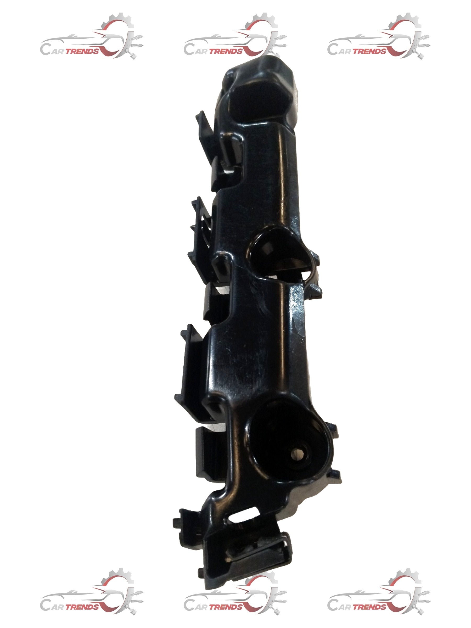 Tata Tiago front right side bumper bracket in black, part of the bumper assembly, designed for Tata Tiago vehicle.