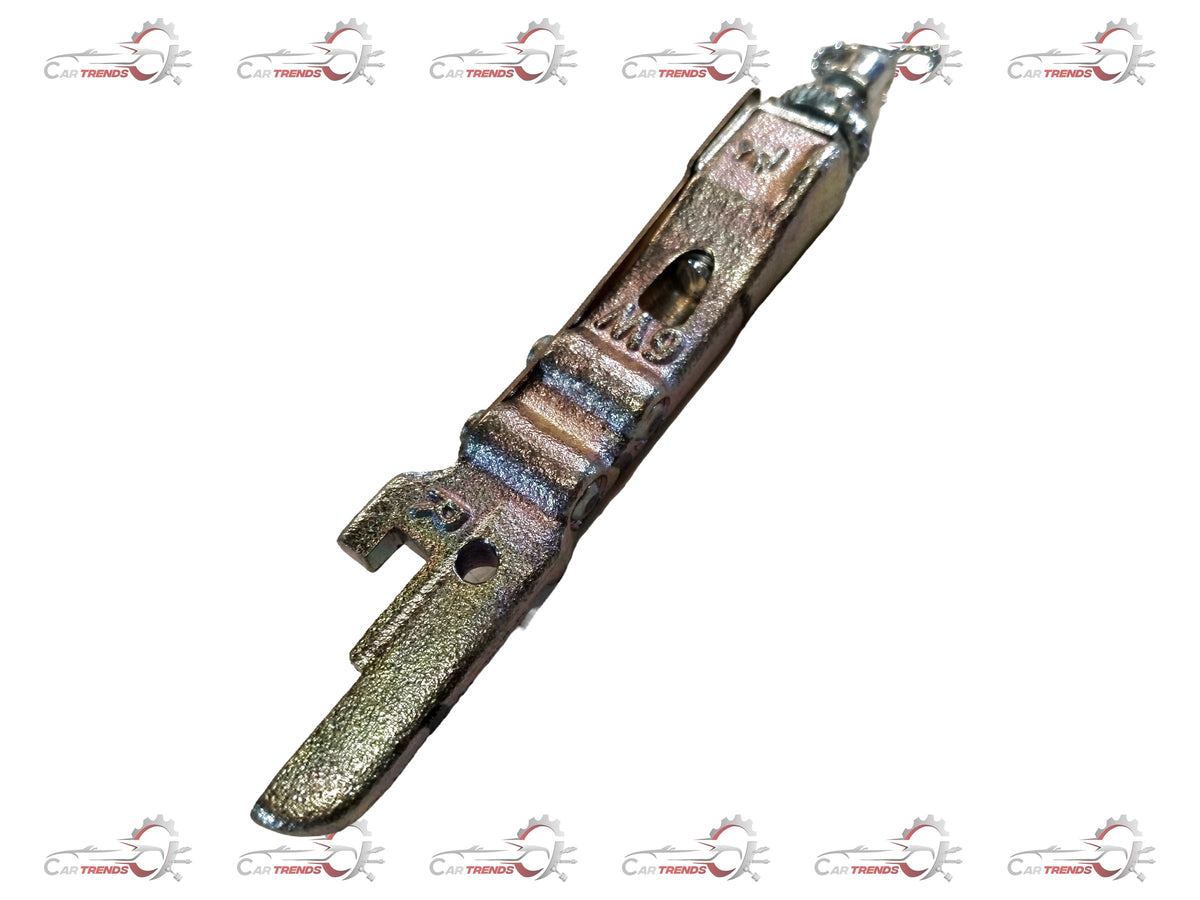 Maruti Suzuki left front strut assembly showing suspension components and coil spring on a car wheel hub.