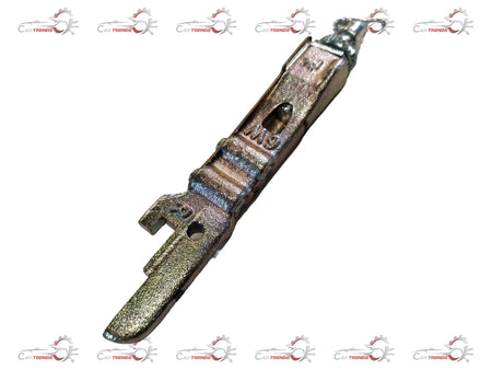 Maruti Suzuki left front strut assembly showing suspension components and coil spring on a car wheel hub.