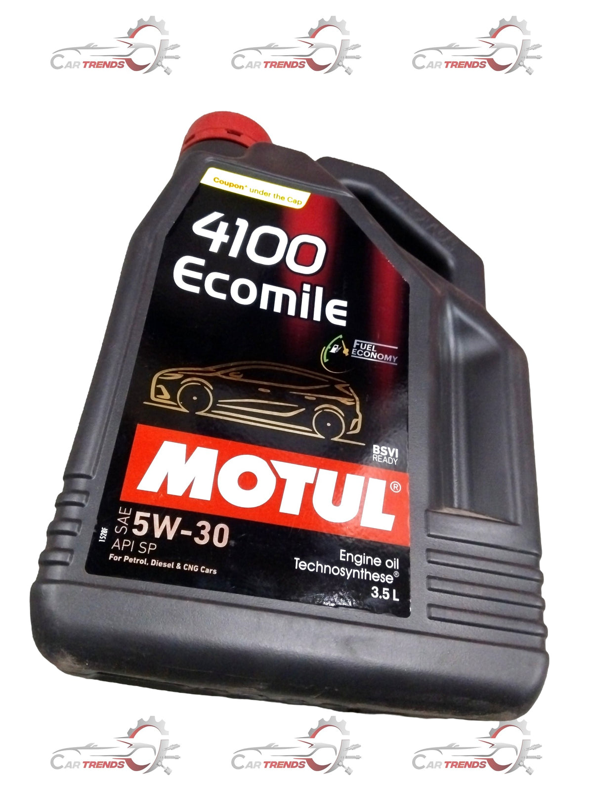 CarTrends ECOMILE 10W40 4100 motor oil container, 3.5L size, compatible with PUNCH, ALTROZ, SAFARI, and HARRIER models.