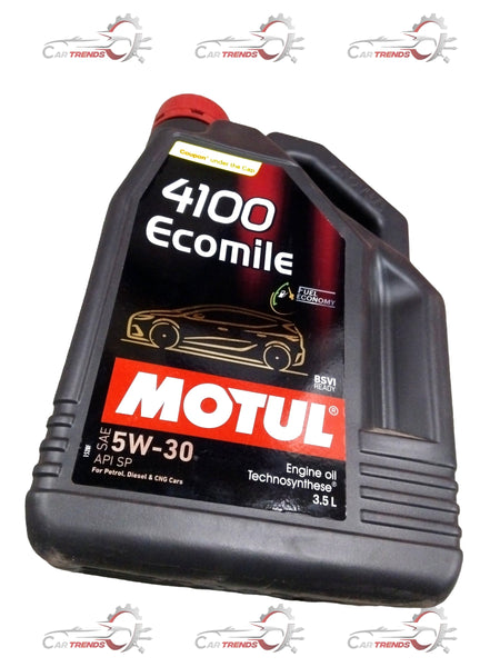 CarTrends ECOMILE 10W40 4100 motor oil container, 3.5L size, compatible with PUNCH, ALTROZ, SAFARI, and HARRIER models.