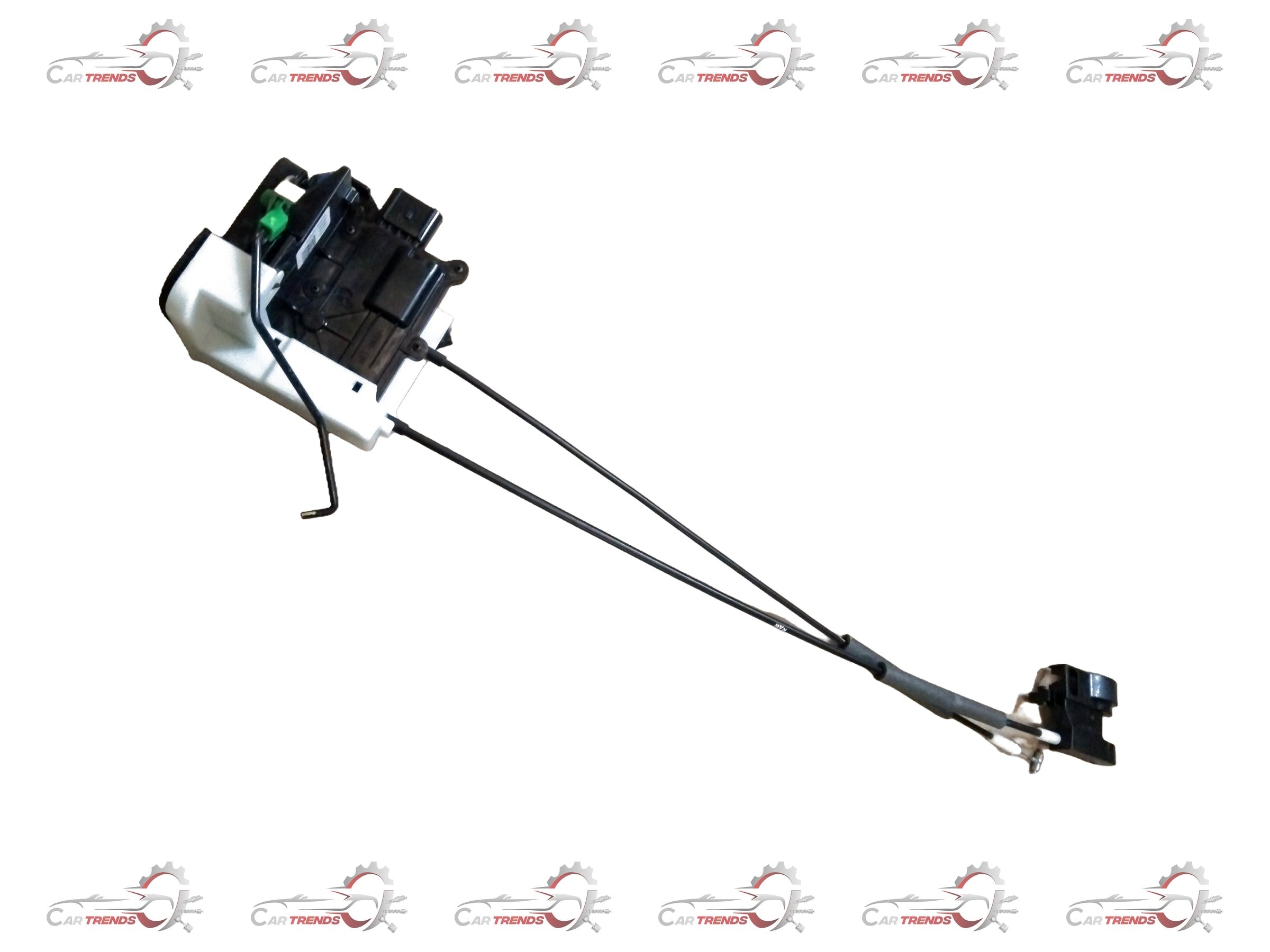 Hyundai Creata Alcazar left rear door latch with metal mechanism and mounting components, vehicle part for door security.