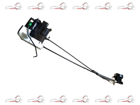 Hyundai Creata Alcazar left rear door latch with metal mechanism and mounting components, vehicle part for door security.