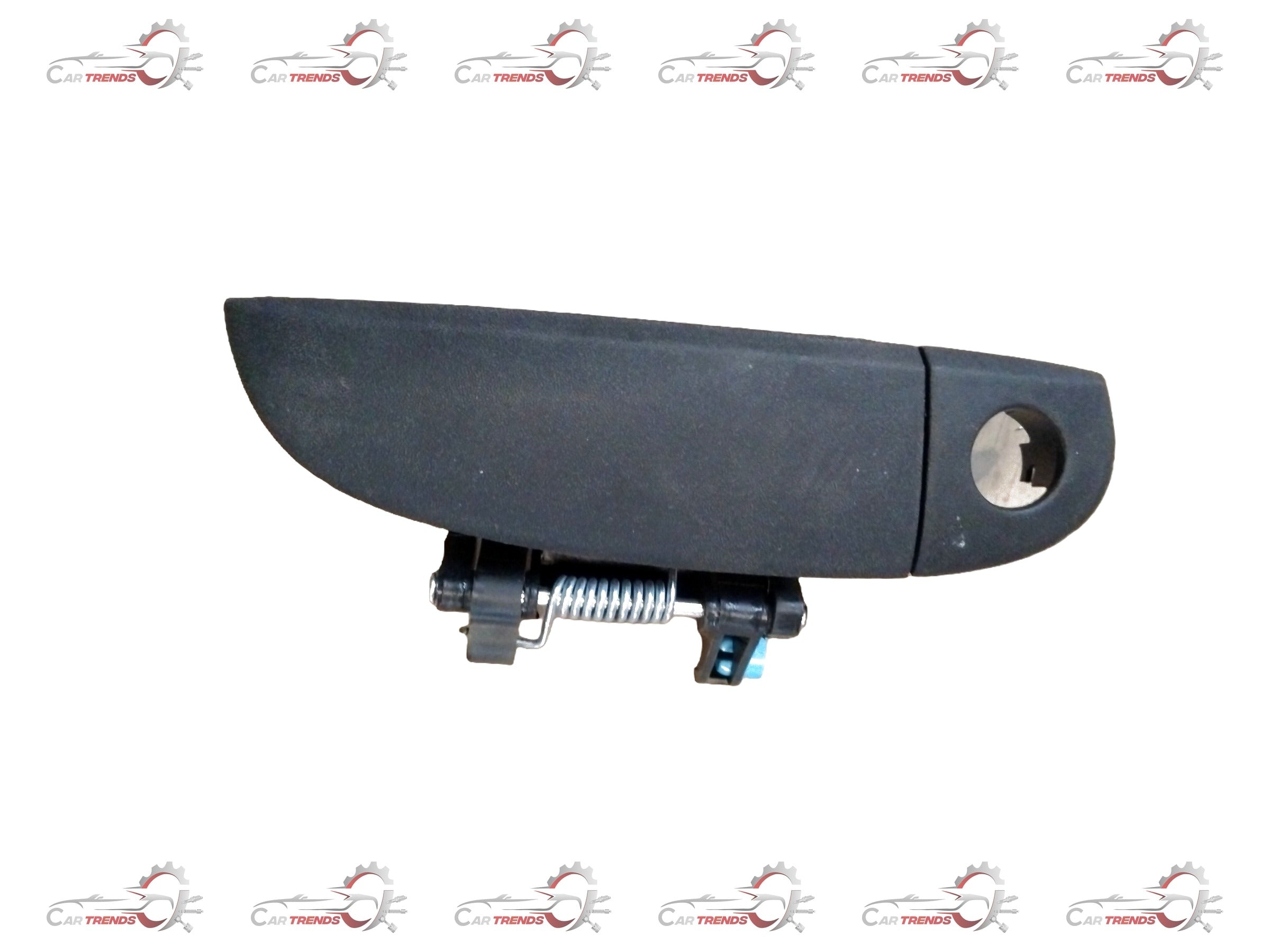 Hyundai I10 front right door handle in black with chrome accents, shown from a side angle.
