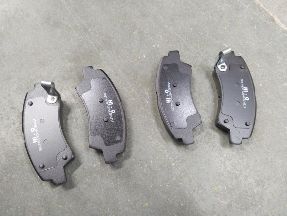 Front brake pad for Hyundai Creta, Alcazar, Seltos, Kia Carens by CarTrends, showing the brake pad with mounting features.