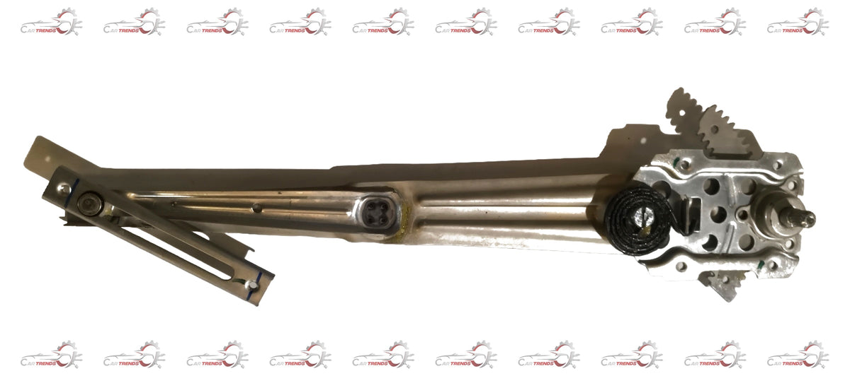 Maruti Suzuki regulator assembly for front left door window, showing metal components and wiring for window operation.