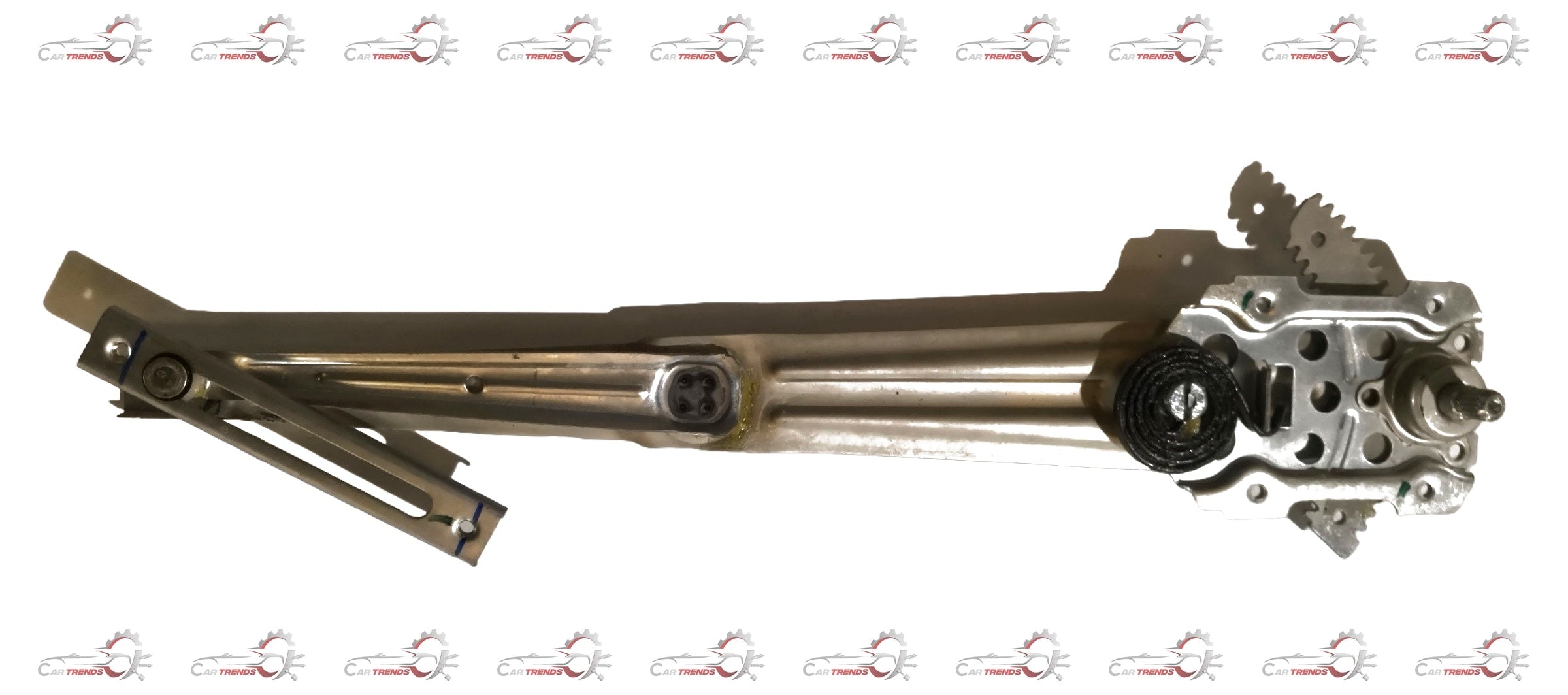 Maruti Suzuki regulator assembly for front left door window, showing metal components and wiring for window operation.