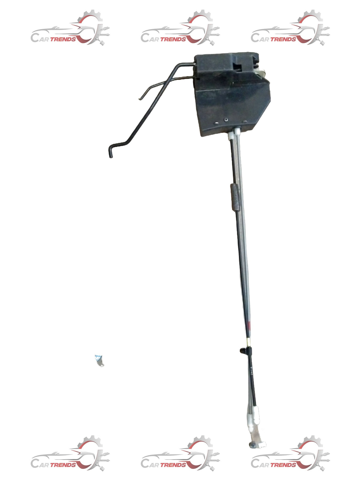 CarTrends door latch for front left side of I10, spare part image showing metal latch mechanism with mounting components.