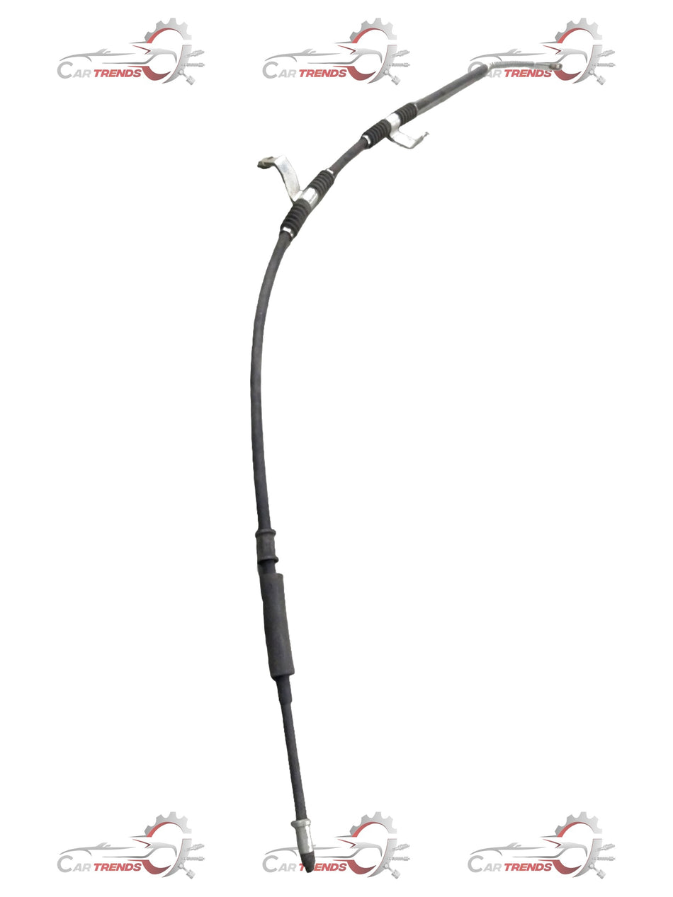 Chevrolet Optra park brake cable, general motors part, showing the black cable with metal connectors and mounting points.