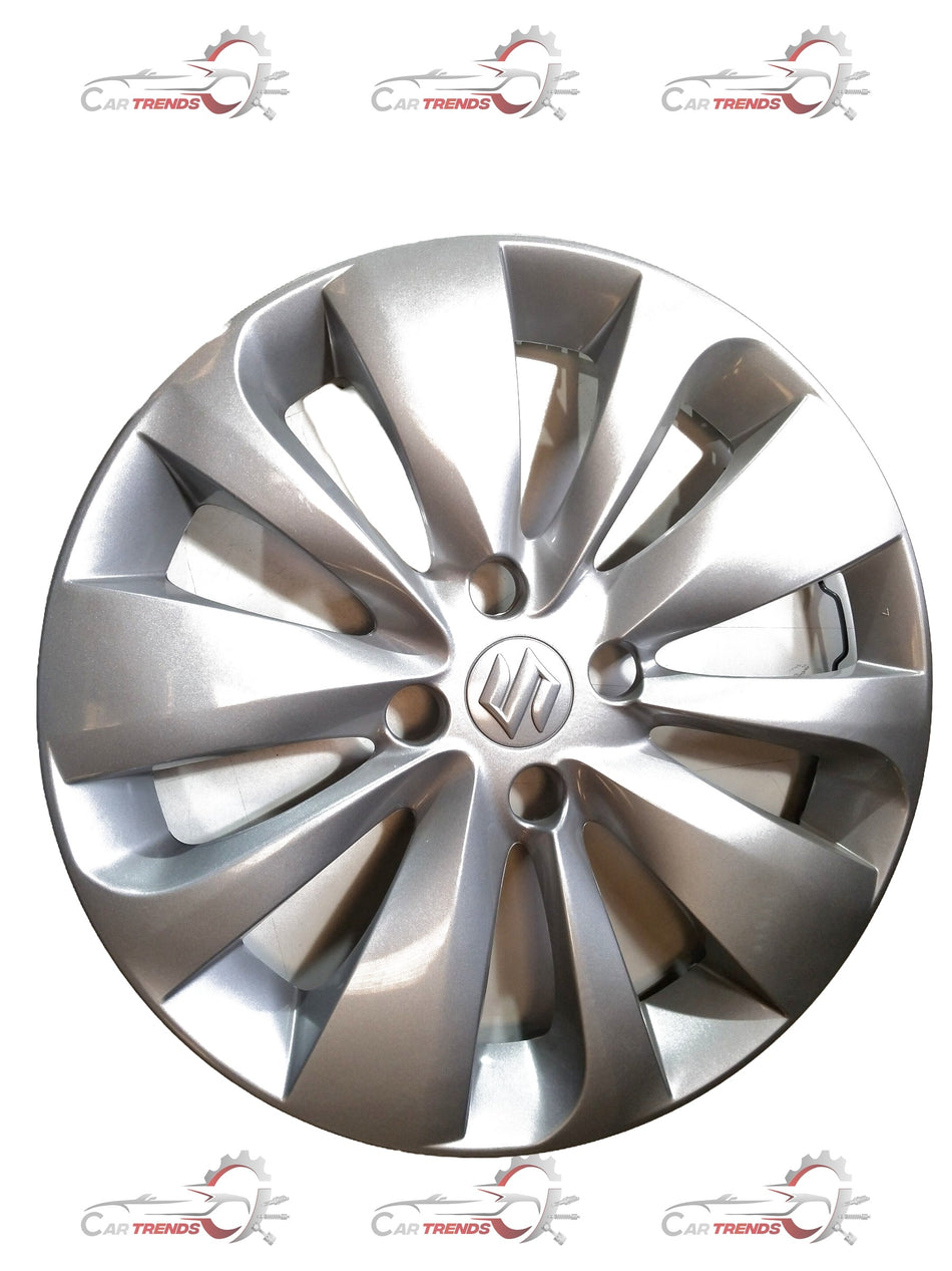 Maruti Suzuki Baleno 1st Gen silver wheel cover, model 27N, designed for 43250M68P0027N alloy wheels, shiny and decorative.