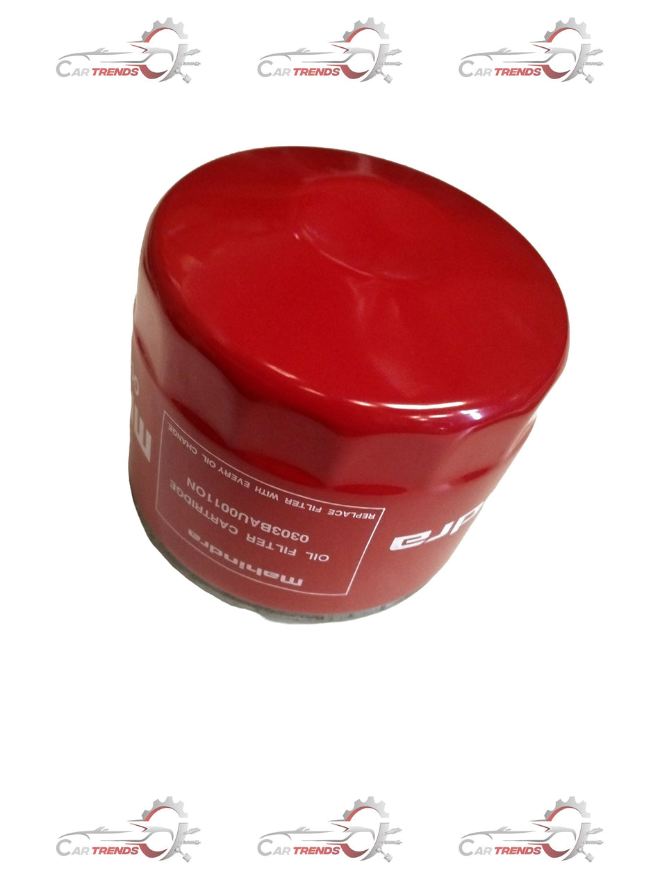 Mahindra oil filter for Scorpio, Bolero, and KUV models, branded Mahindra, showing the filter component.