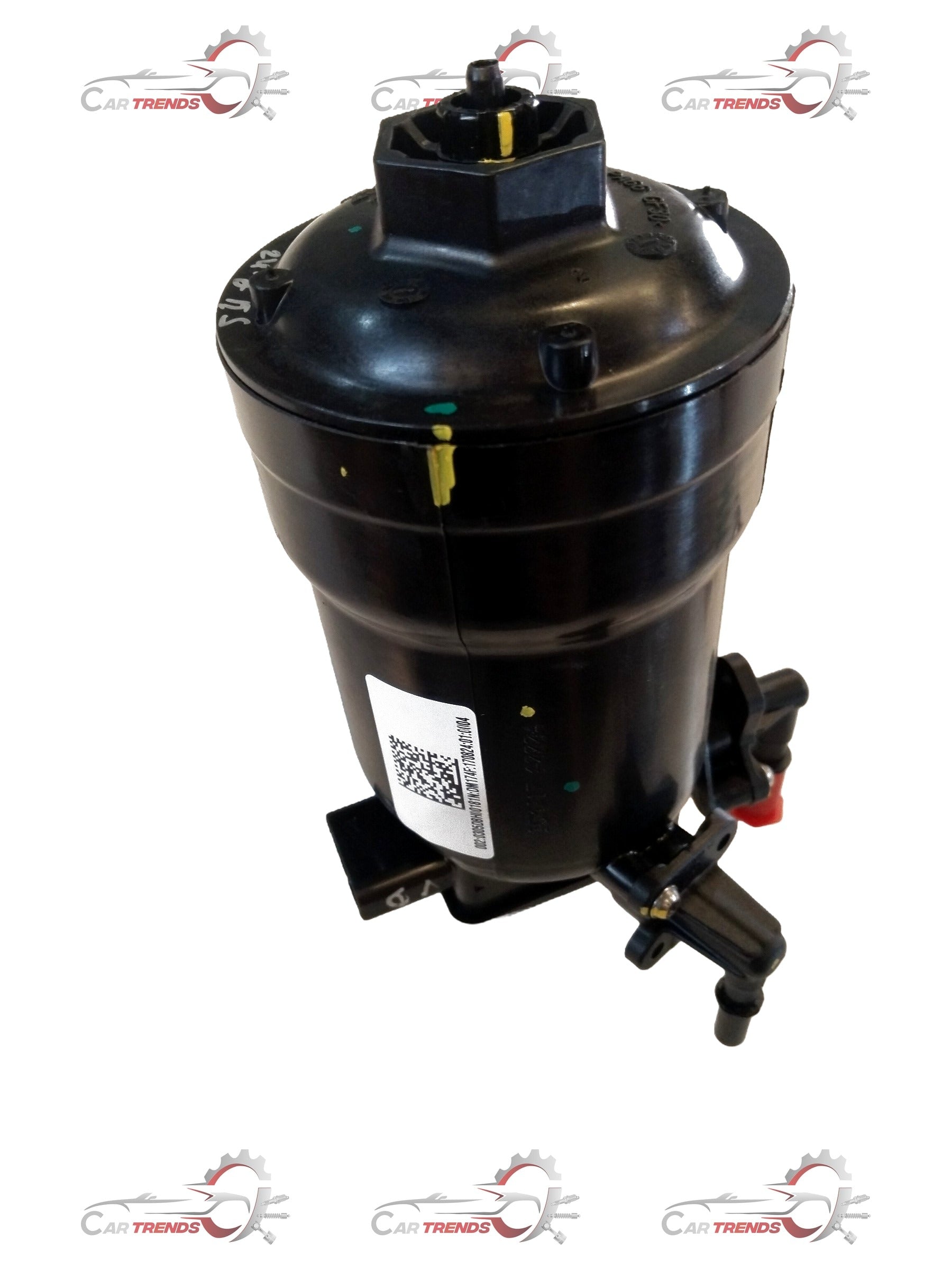 Mahindra fuel filter #0305DBH00181N for Mahindra vehicles, showcasing the black and metal components of the fuel filter.