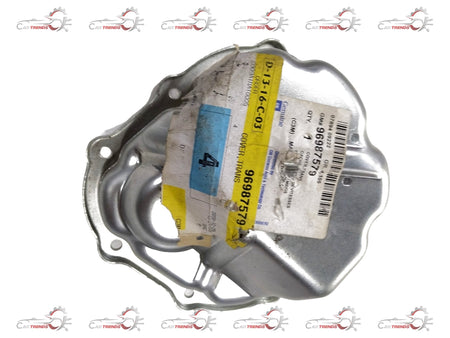 General Motors Chevrolet Beat transmission cover assembly, showing metal cover with mounting holes and part details.