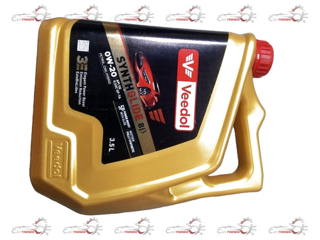 CarTrends SYNTHGLIDE 8BETA 0W20 SQ GF-7A passenger car motor oil bottles, showing the 4-pack of 3.5L containers.