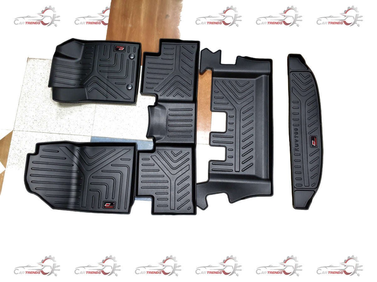 Gfx Lifelong Mats XUV-700 onwards 7-seater floor mat, custom-fit automotive interior protection, dark textured surface.