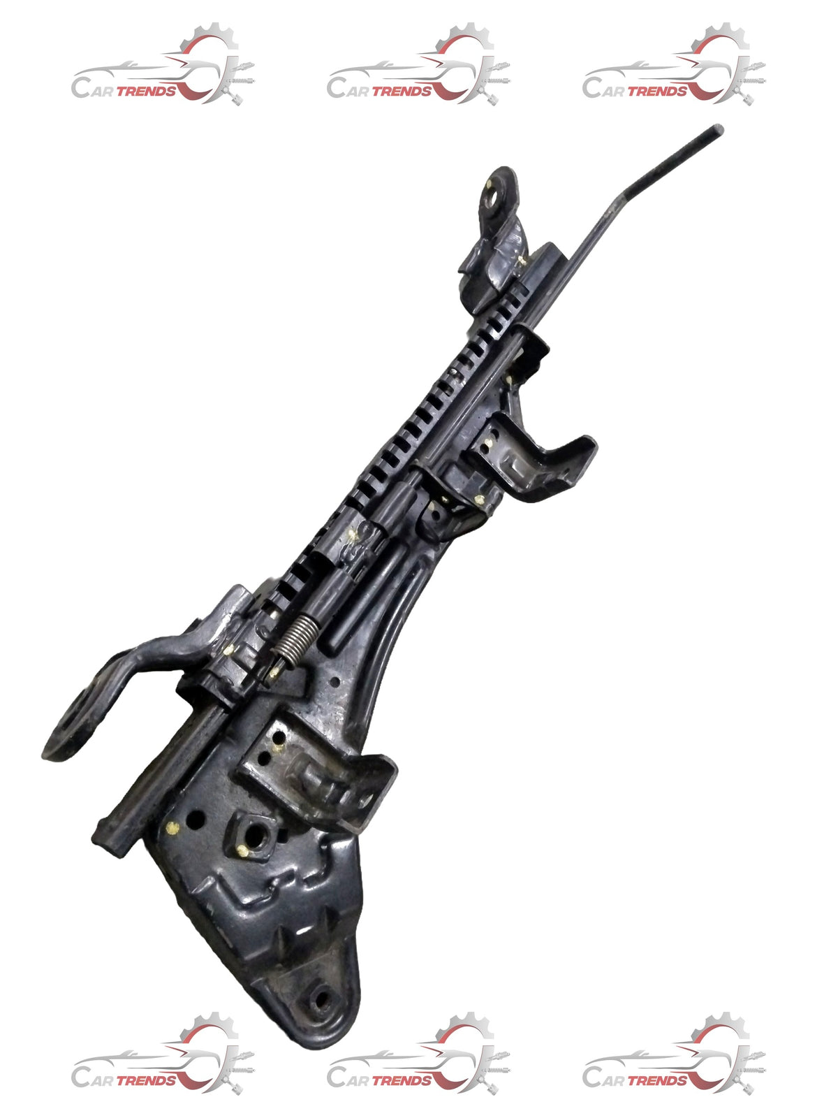 Chevrolet Spark left rail assembly with recliner feature, part number J990767L0, showing metal components and recline mechanism