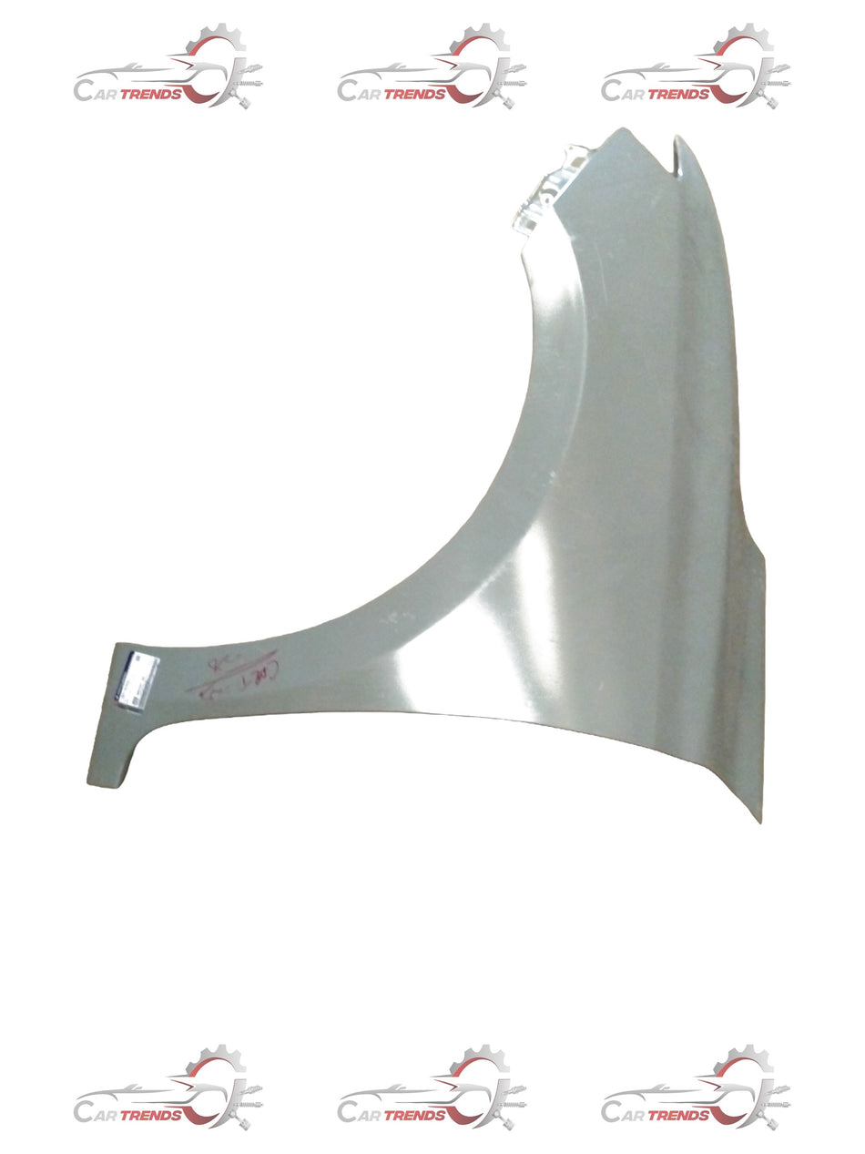 Maruti Suzuki Ertiga left front fender panel in black, showing the exterior view with mounting edges and surface detail.