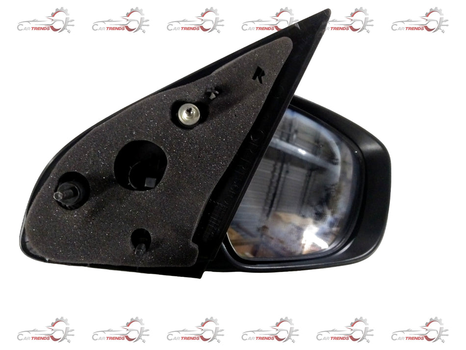 Maruti Suzuki Swift/Dzire right-side mirror in black with reflective glass and mounting frame, designed for vehicle replacement.