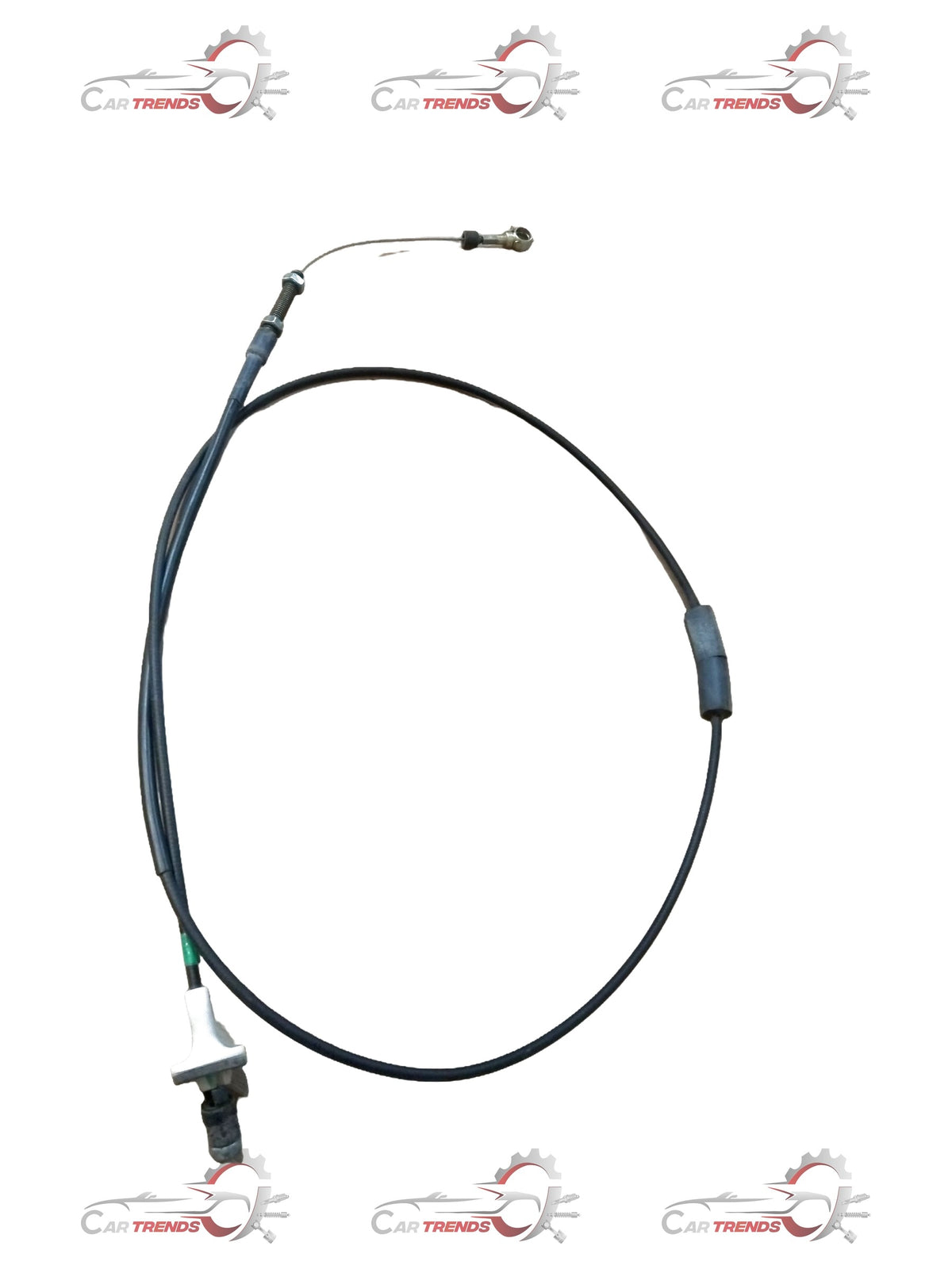 CarTrends diesel accelerator cable for right-hand side vehicle throttle, shown in close-up with metal connectors.