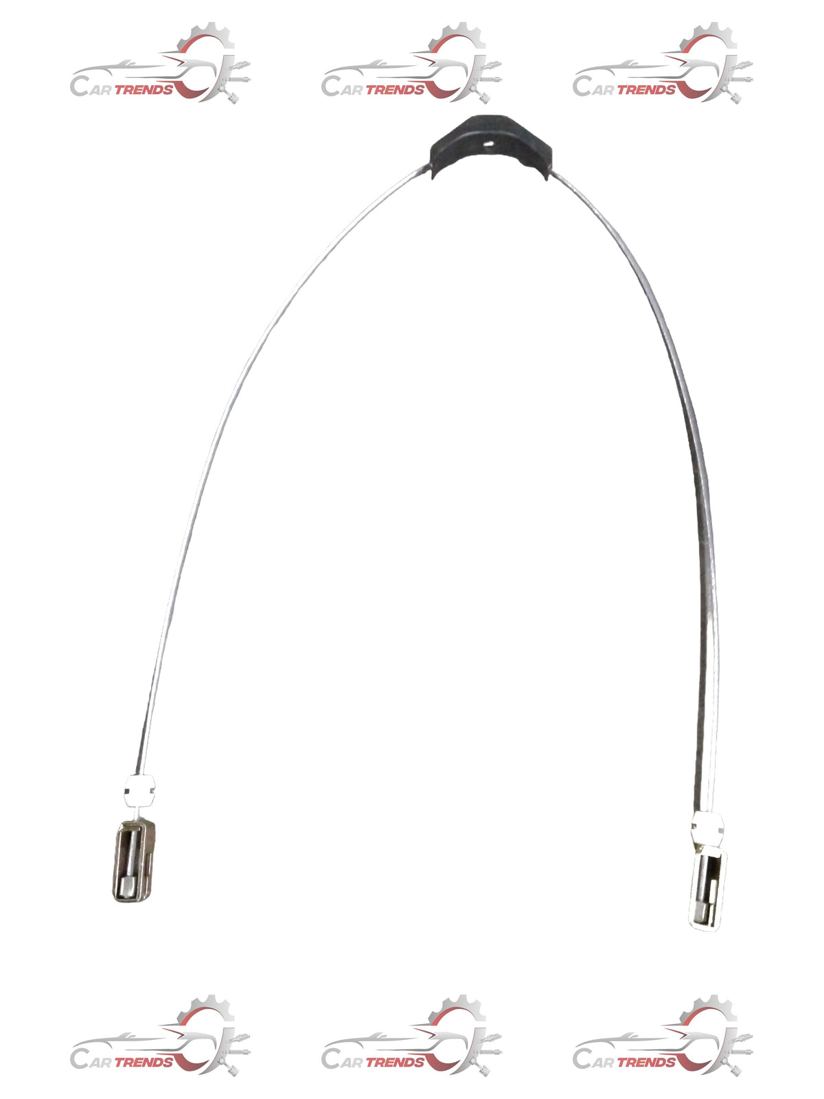 General Motors Chevrolet Tavera parking brake cable, showing the black cable with metal connectors and mounting brackets.