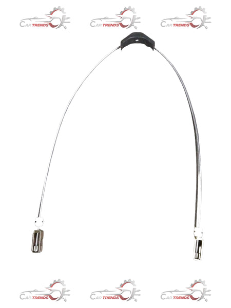 General Motors Chevrolet Tavera parking brake cable, showing the black cable with metal connectors and mounting brackets.