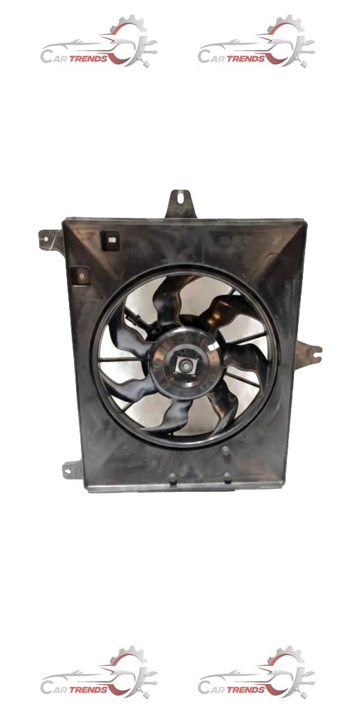 Maruti Suzuki fan assembly for WagonR, Stingray, Alto K10 K-series, K10B petrol engine, showing the metal fan with blades and mounting.