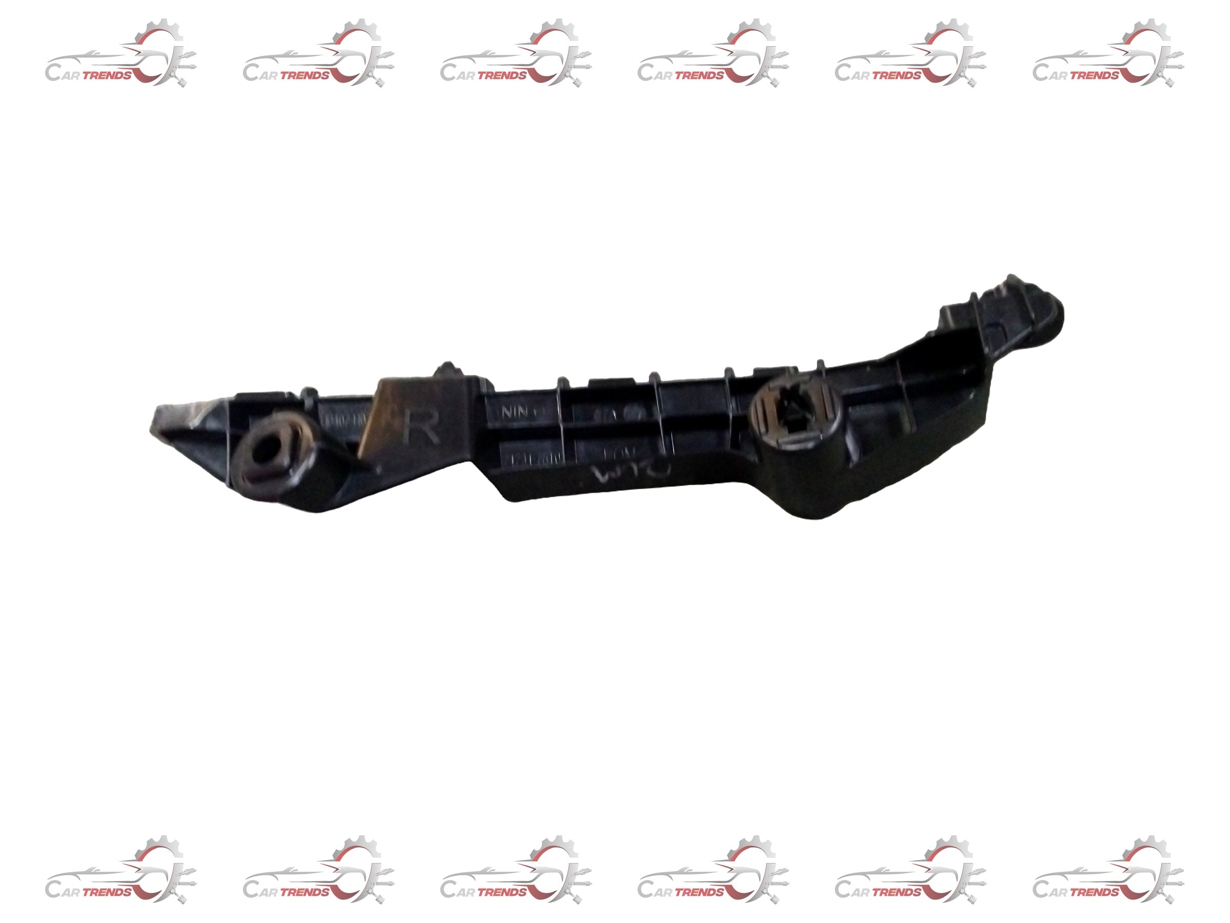 Maruti Suzuki bumper holder for Swift, WagonR, Alto, and Dzire models, RH side, shown in black with mounting features.