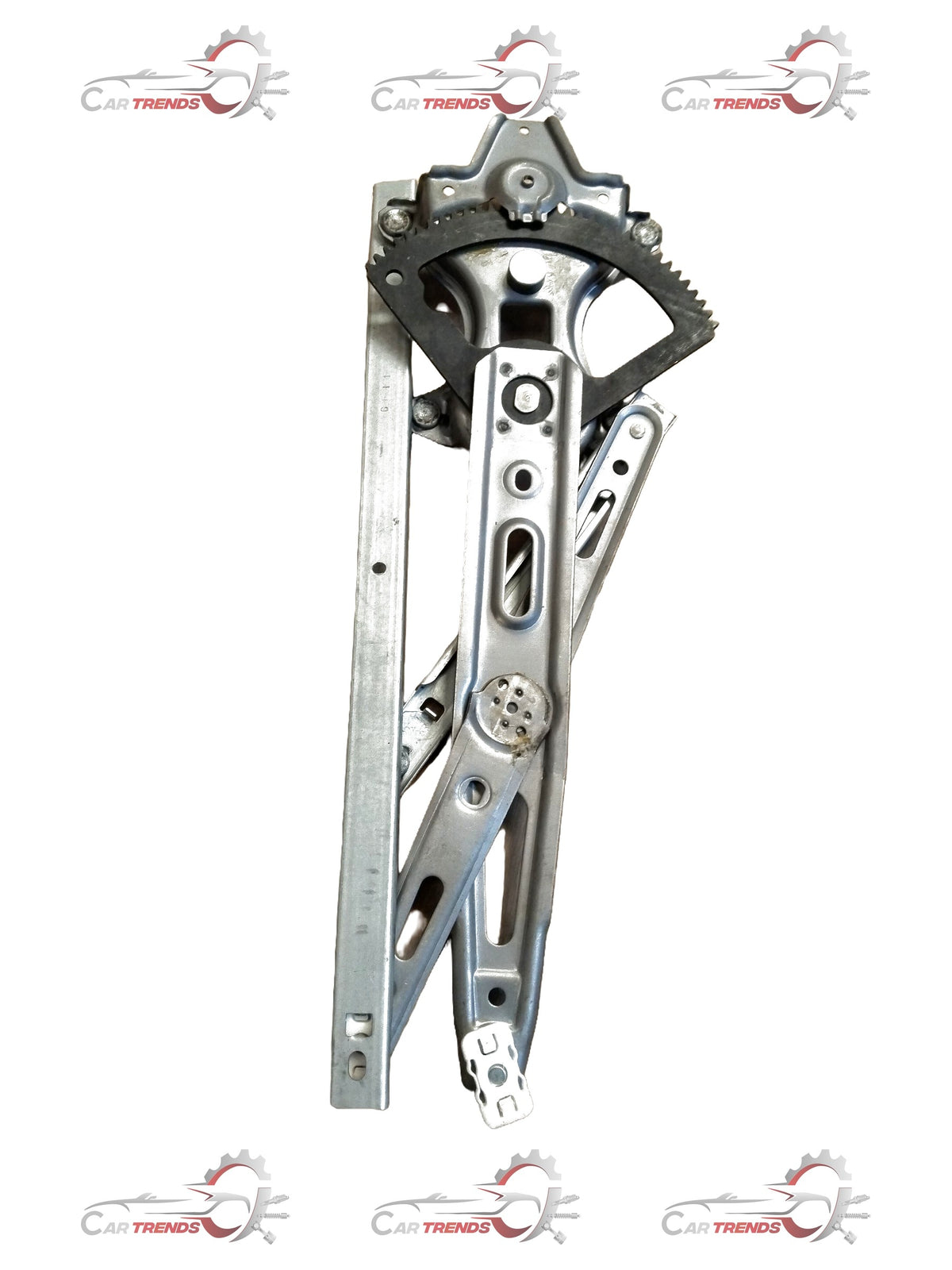 Hyundai I20 LH front door regulator, automotive part with window mechanism, black and metal components, for vehicle repair.