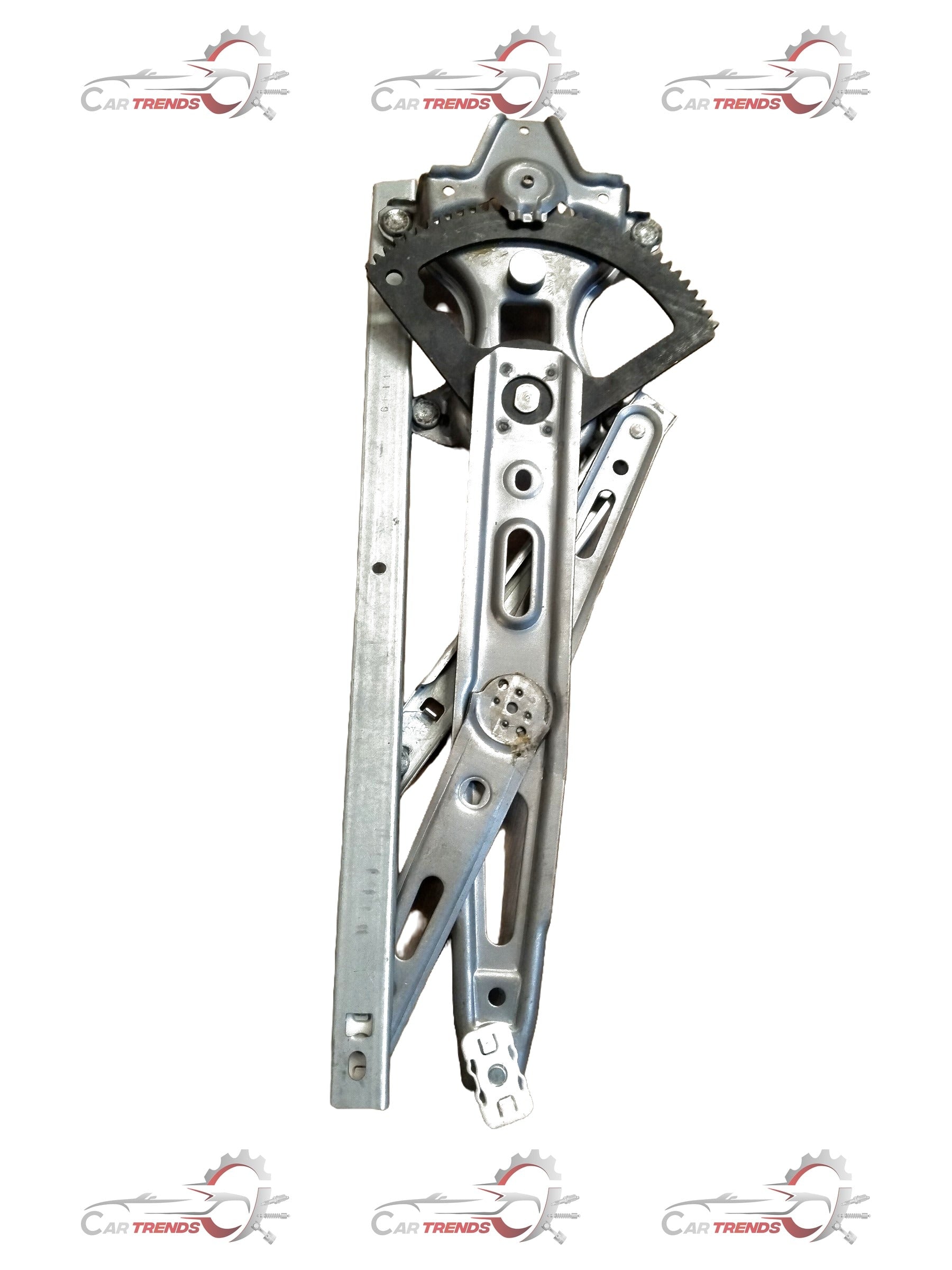 Hyundai I20 LH front door regulator, automotive part with window mechanism, black and metal components, for vehicle repair.