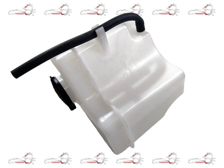 Hyundai Grand i10 expansion tank coolant bottle, Hyundai brand, clear view of the coolant reservoir with cap and mounting points.