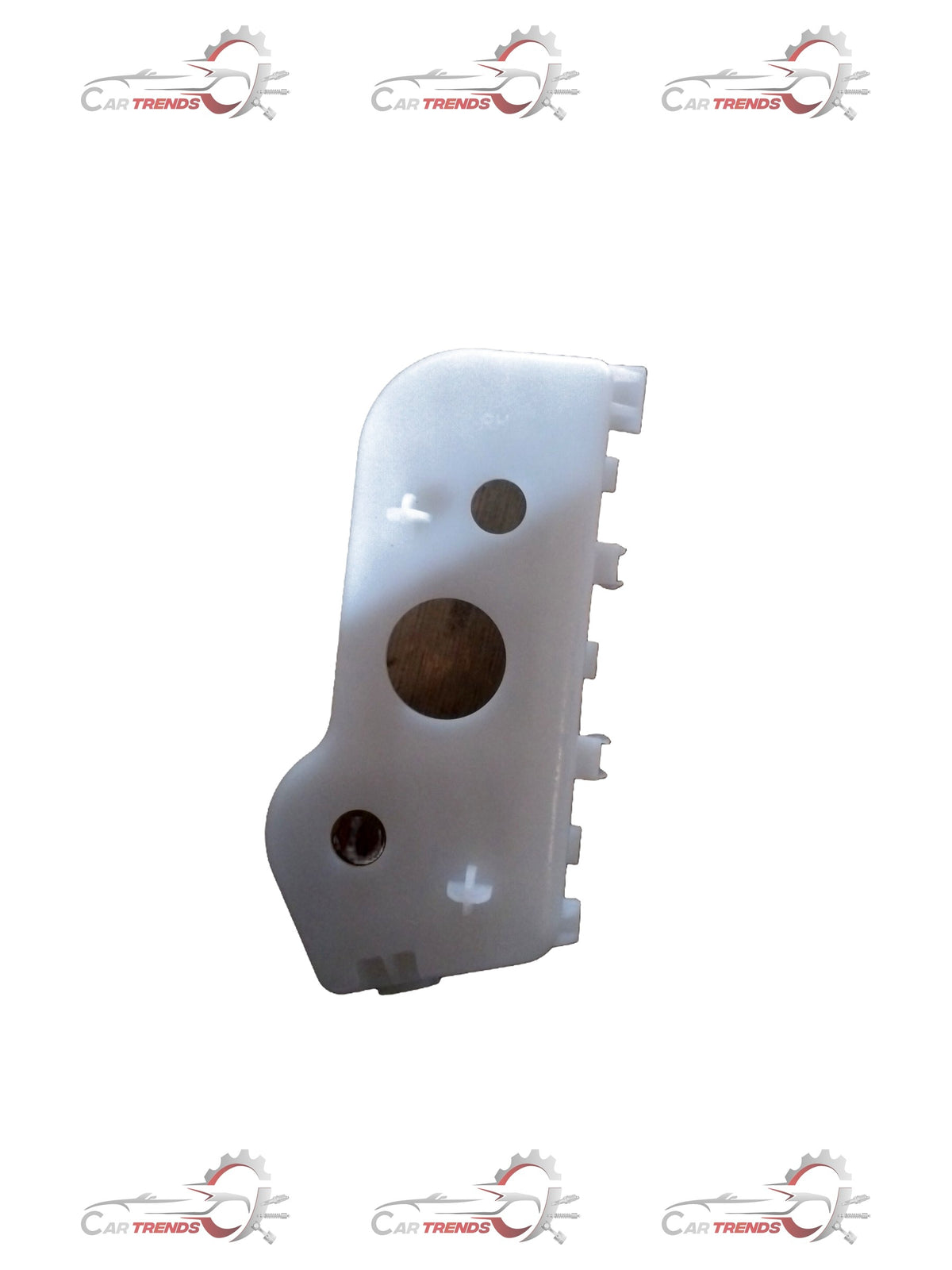 Mahindra Scorpio bumper bracket right side spare part by CarTrends, shown in close-up with mounting details.