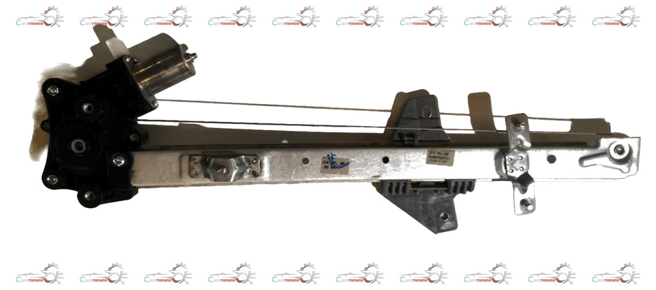 Maruti Suzuki rear window regulator assembly showing metal components and wiring for vehicle window operation.
