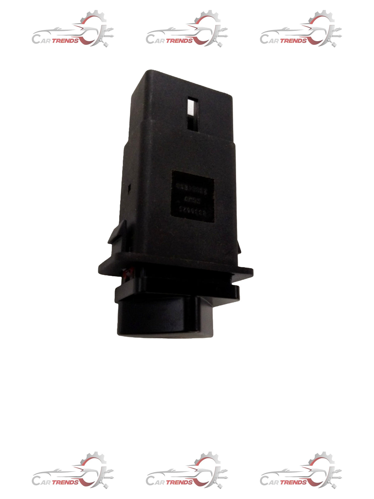 Chevrolet Enjoy switch assembly hazard warning spare part by CarTrends, showing the black switch component with warning symbols.