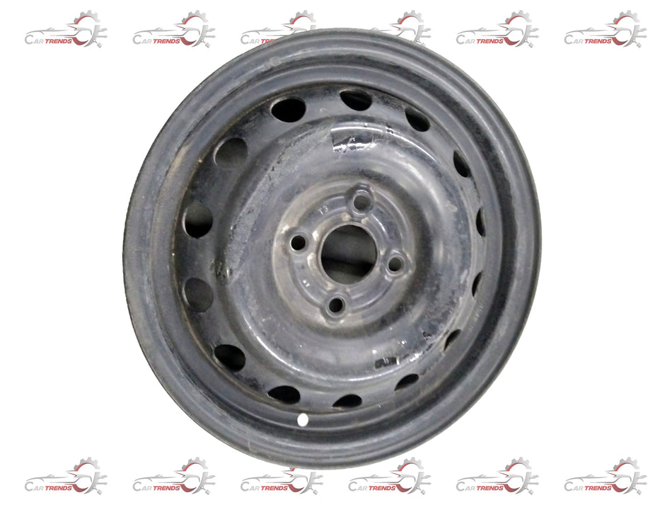 General Motors Chevrolet Aveo wheel with a silver alloy finish, featuring a multi-spoke design and central hub cap.
