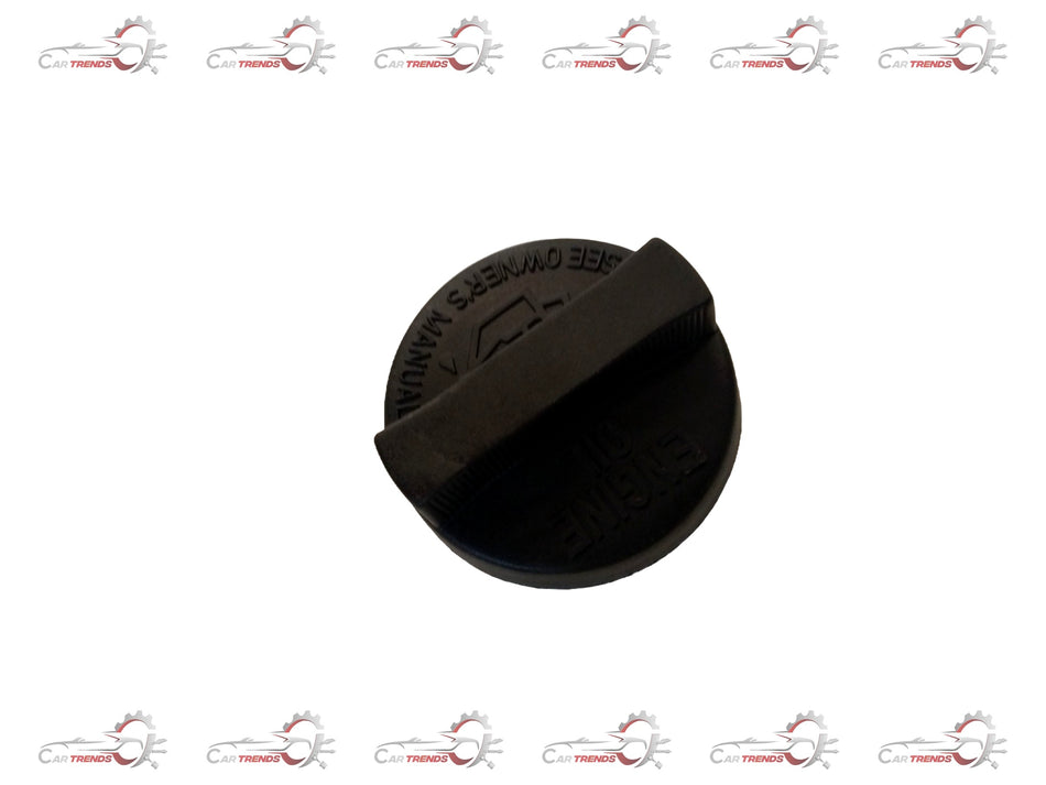 Maruti Suzuki oil filler cap in black with metal finish, designed for engine oil reservoir, showing detailed close-up image.