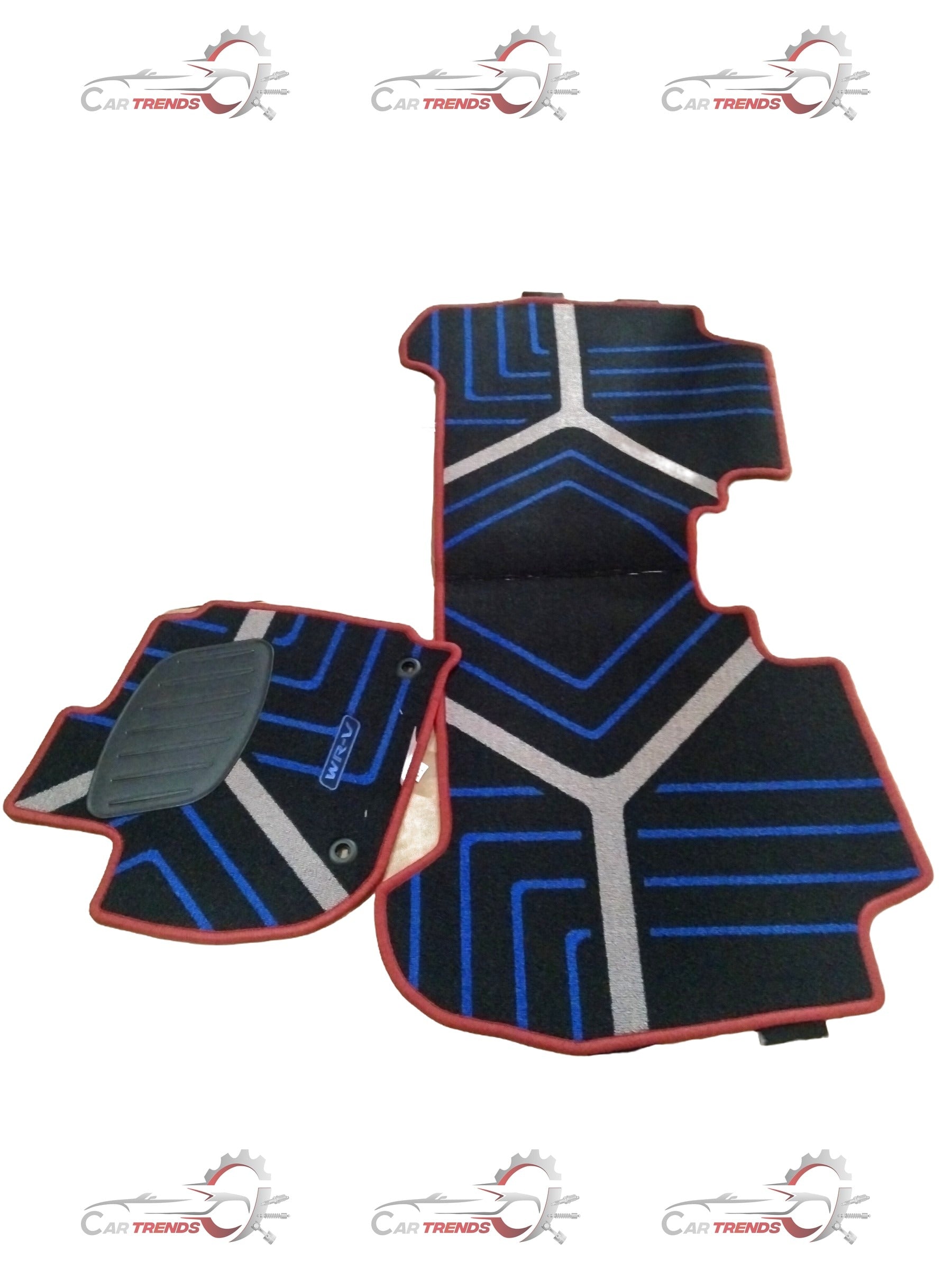 Red Honda floor mat designed for City, Amaze, Elevate, and WR-V models, featuring durable rubber surface and custom fit.