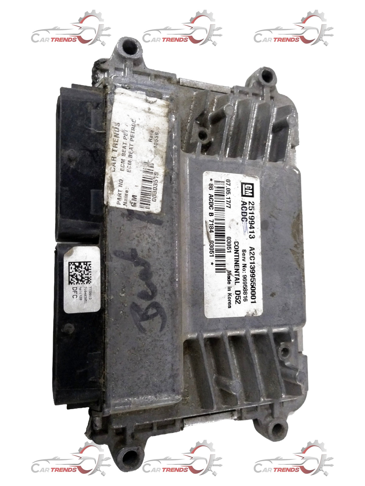 Chevrolet Beat engine control module assembly by General Motors, without calibration, showing electronic components and connectors.